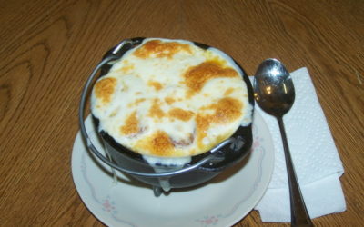 French Onion Soup In Cast Iron Cauldrons